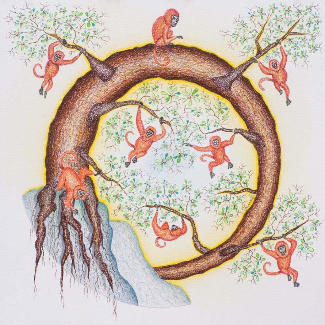 Drawing - Mandala - Monkeys