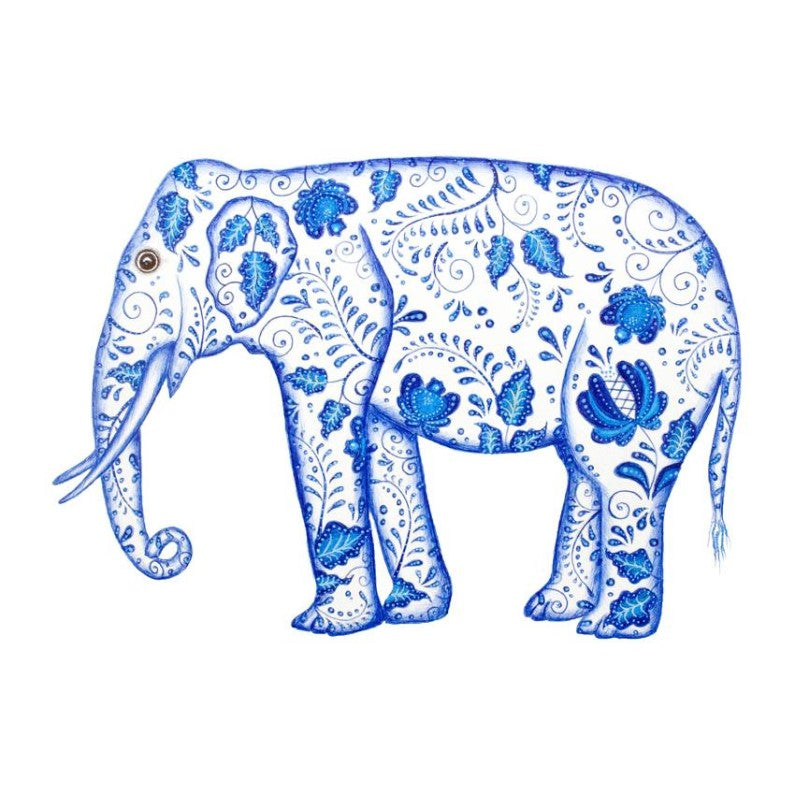 Coaster - Blue and White - Elephant