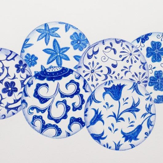 Drawing - Blue and White - Balls