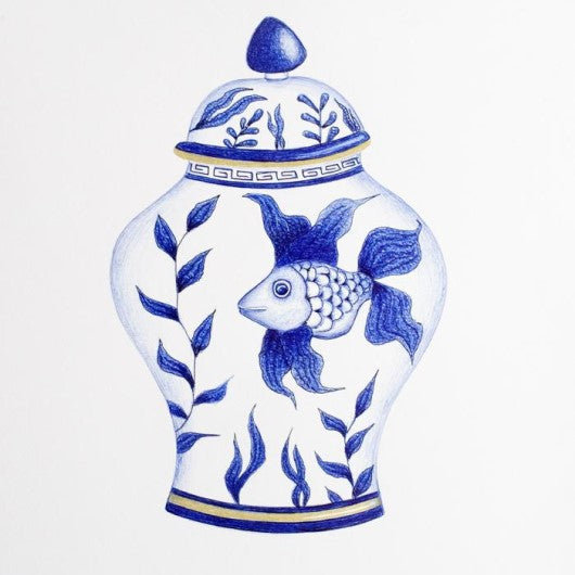 Drawing - Blue and White - Vase 2