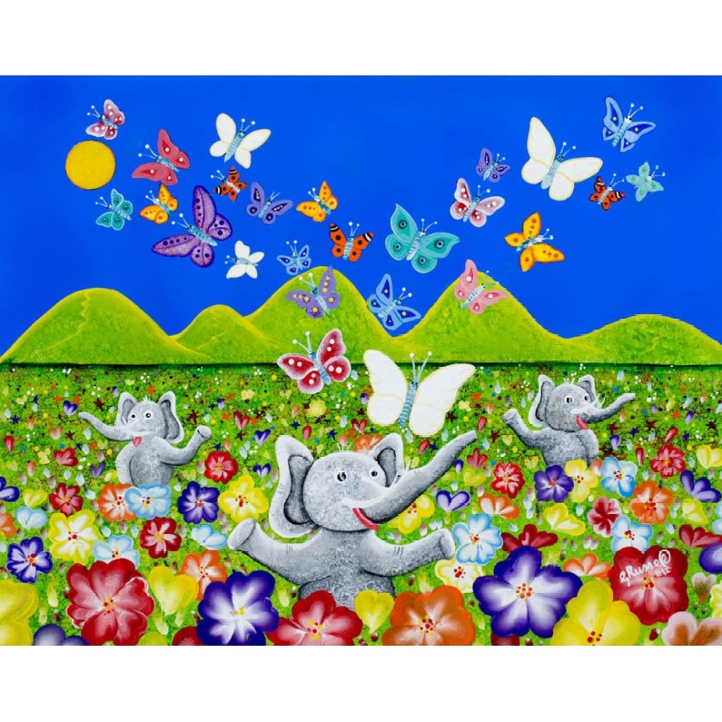 Print - Secret Life of Elephants - Butterfly Kisses