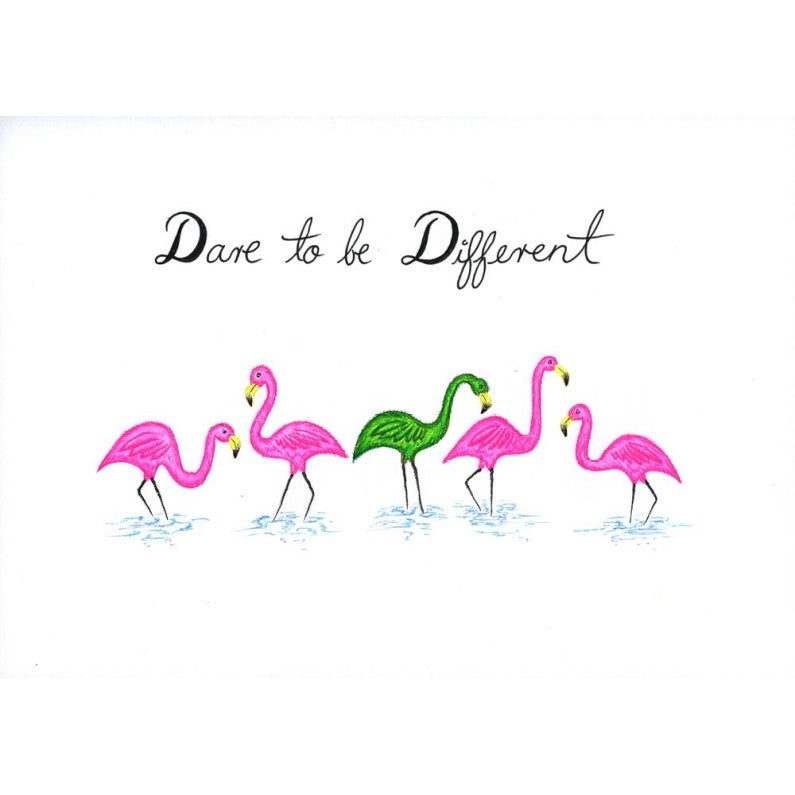 Print - Quotes - Dare to Be Different - Flamingo
