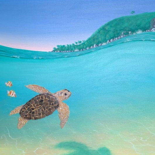 Painting & Mosaic - Loggerhead Turtle at Mudjimba Island